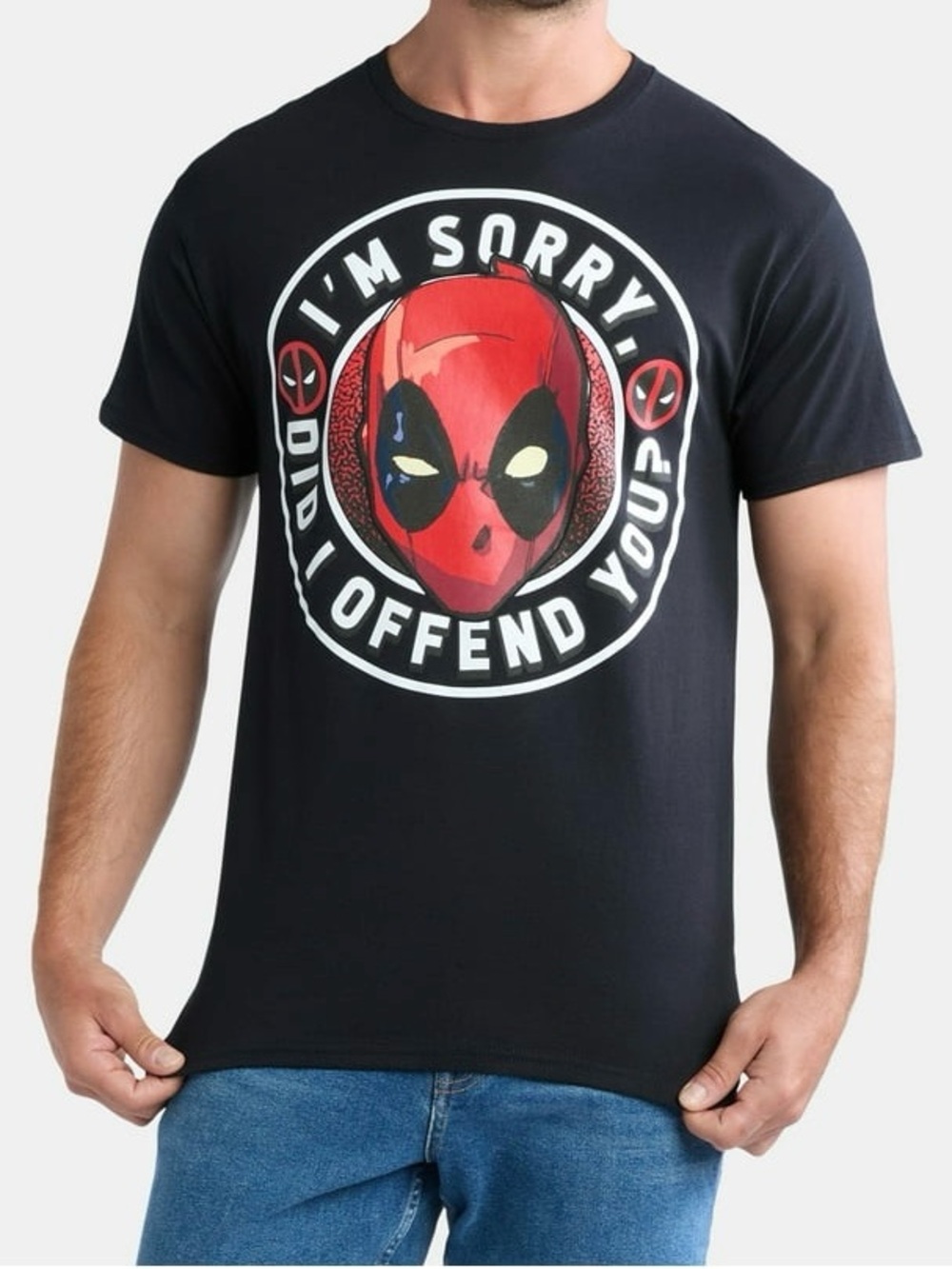 Deadpool, Men's & Big Men's Sorry Not Sorry Graphic Tee Shirt, Size medium